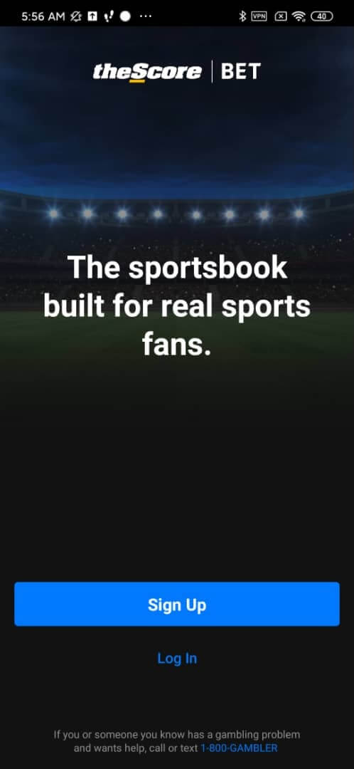 theScore App welcome screen